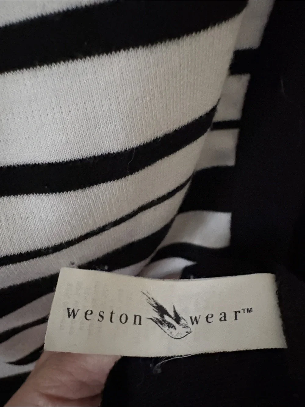 Weston Wear by Anthropologie Black and White Striped Sheath Dress with Lace Back